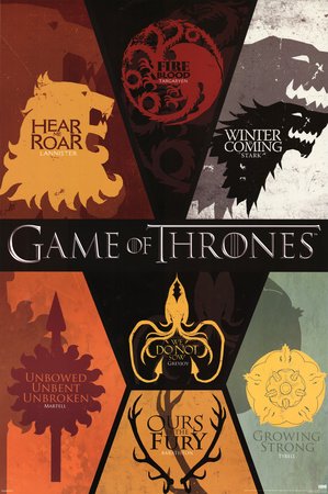 game of thrones house sigils poster