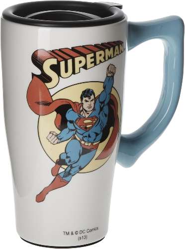superman ceramic travel mug